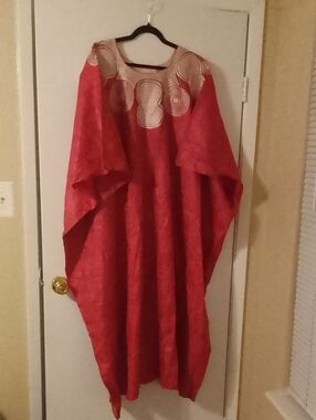 Women's Red Embroidered Caftan